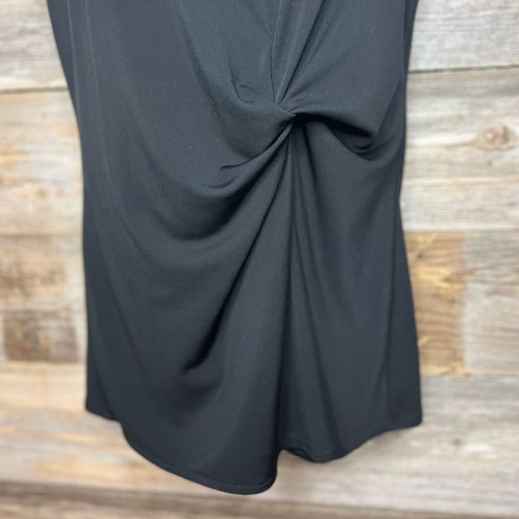 Ann Taylor Twist Front V Neck Classic Tank Top Blouse Small Black 💗 - Picture 2 of 6